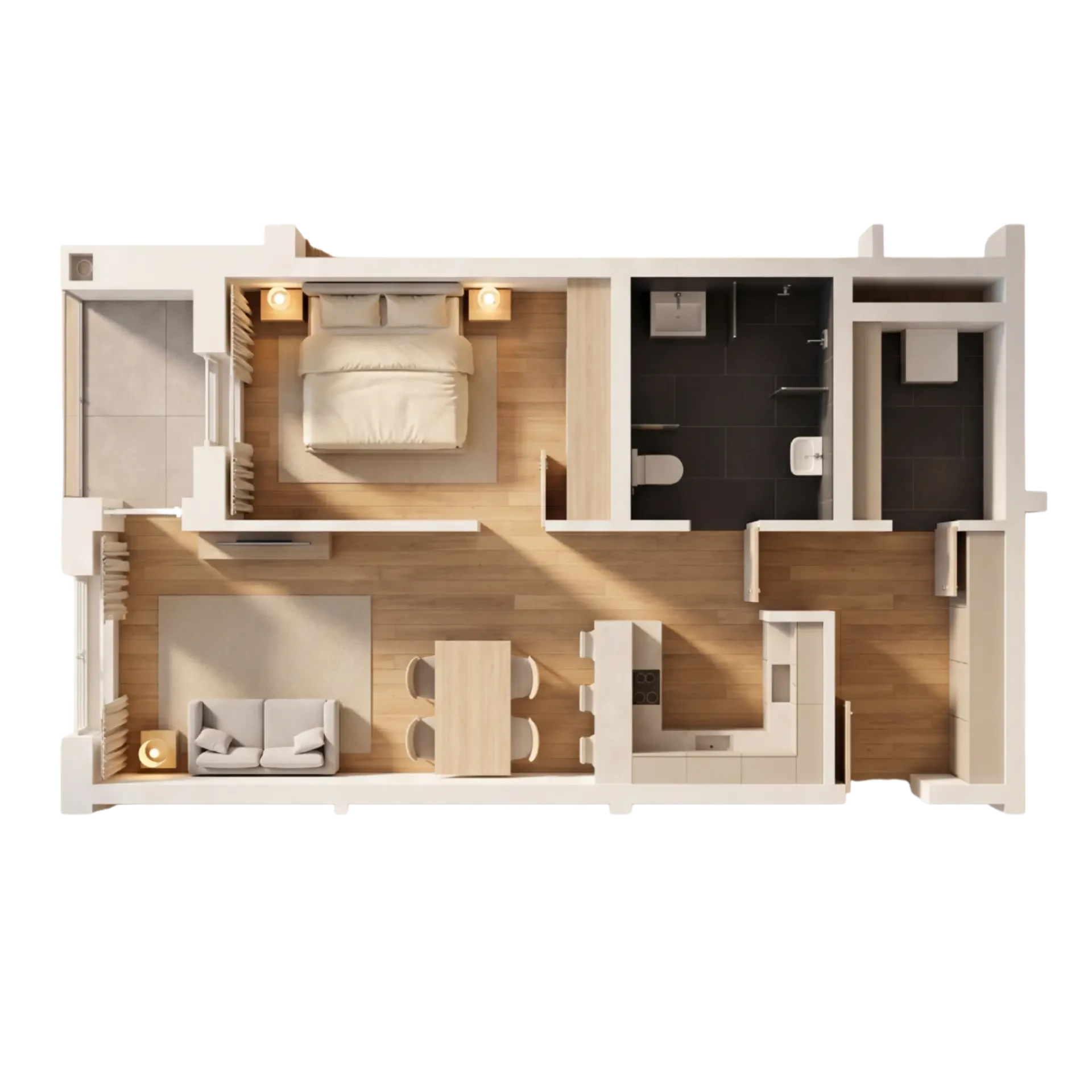 Grundriss-Visualisierung einer altersgerechten Wohnung AM GOLDBACH